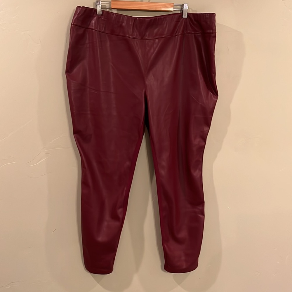 Gili size 22W Maroon Red Faux Leather Pants
